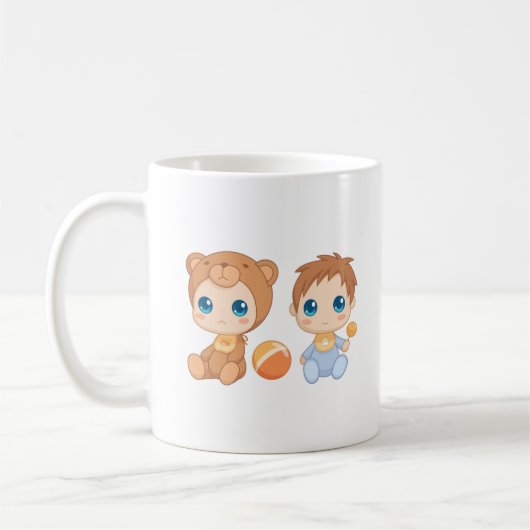 Baby Boy Twins Bear Jumpsuit Kaffeetasse (Links)