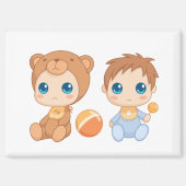 Baby Boy Twins Bear Jumpsuit Magnet (Vorderseite)