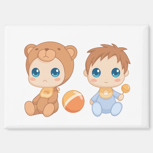 Baby Boy Twins Bear Jumpsuit Magnet (Vorderseite)