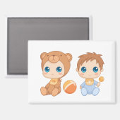 Baby Boy Twins Bear Jumpsuit Magnet (Vorderseite/Rückseite)