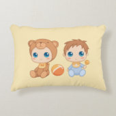 Baby Boy Twins Bear Jumpsuit Yellow Dekokissen (Vorderseite)