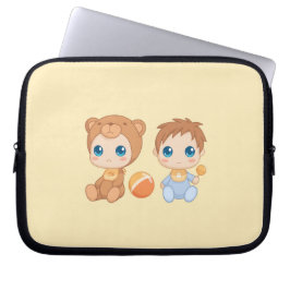Baby Boy Twins Bear Jumpsuit Yellow Laptopschutzhülle