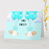 Baby Boy Twins Glückwunschs Karte (Gelbe Blume)