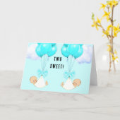 Baby Boy Twins Glückwunschs Karte (Gelbe Blume)