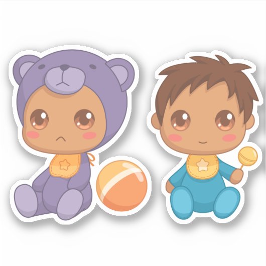 Baby Boy Twins Lila Bear Jumpsuit Sticker (Vorderseite)