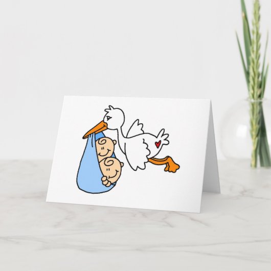 Baby Boy Twins mit Stork Karte (Vorderseite)