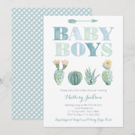 Baby Boy Twins oder Triplets Cactus Baby Shower Einladung