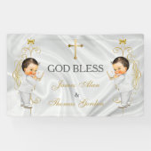 Baby Boy Twins Taufe Christening Gold Banner (Horizontal)