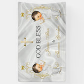 Baby Boy Twins Taufe Christening Gold Banner (Vertikal)