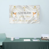 Baby Boy Twins Taufe Christening Gold Banner (Messeveranstaltung)