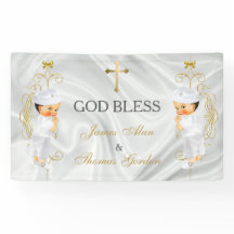 Baby Boy Twins Taufe Christening Gold