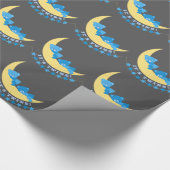 Baby Boy Twins Teddy Bears auf Moon Pattern Geschenkpapier (Ecke)