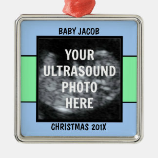 Baby Boy Ultrasound Fotovorlage Silbernes Ornament