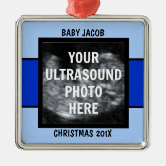Baby Boy Ultrasound Fotovorlage Silbernes Ornament