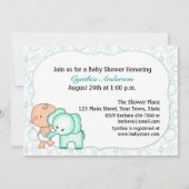 Baby Boy und Elephant Baby Dusche Einladung (Vorderseite)