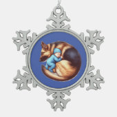 Baby Boy und sein Deutscher Schäferhund Schneeflocken Zinn-Ornament (Vorderseite)