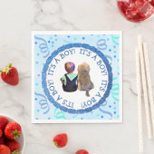 Baby Boy und sein Hund Blue und Green Confetti Serviette (Beispiel)