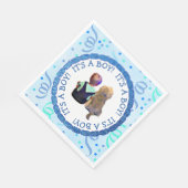 Baby Boy und sein Hund Blue und Green Confetti Serviette (Ecke)