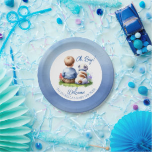 Baby Boy und seine Bulldog Babydusche Pappteller