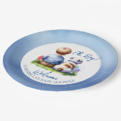 Baby Boy und seine Bulldog Babydusche Pappteller (Schrägansicht)