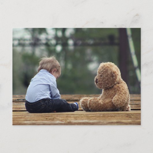 Baby Boy und Teddy Bear Postkarte (Vorderseite)