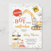 Baby Boy Under Construction Baby Shower Einladung (Vorderseite)