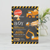 Baby Boy Under Construction Baby Shower Invitation Einladung (Stehend Vorderseite)