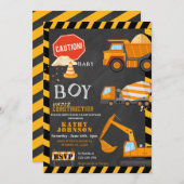 Baby Boy Under Construction Baby Shower Invitation Einladung (Vorne/Hinten)