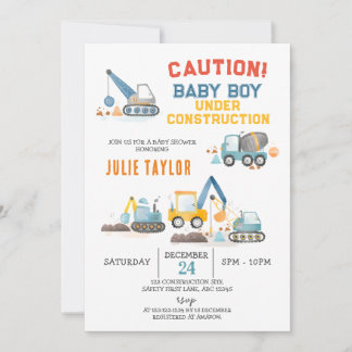 Baby Boy under Construction, Truck Boy Baby Shower Einladung
