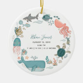 Baby Boy Under Sea Birth Stats Keepake Keramik Ornament (Vorne)
