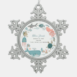 Baby Boy Under Sea Birth Stats Keepake Schneeflocken Zinn-Ornament