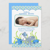 Baby Boy Under Sea Cartoon Geburtserklärung Ankündigung (Vorne/Hinten)