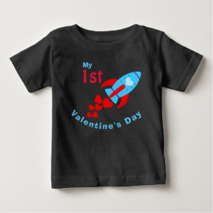 Baby Boy Valentine's Day Niedlich Heart Rocket T-shirt