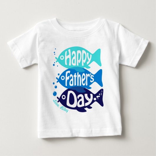 Baby Boy Vathers Day Romper mit Fisch Baby T-shirt (Vorderseite)