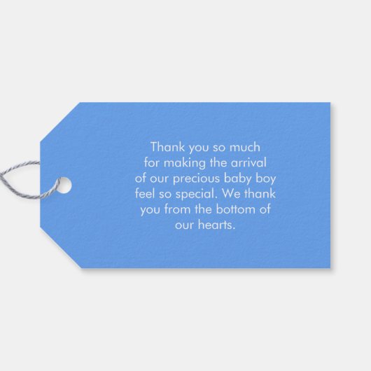 Baby Boy Vielen Dank Niedlich Blue Newborn Footpri Geschenkanhänger (Rückseite Horizontal)