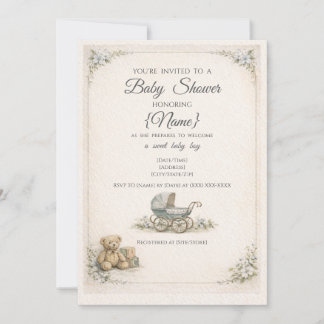 Baby Boy Vintage Baby Shower Invitation Einladung