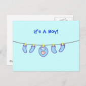 Baby Boy Wäsche Es ist ein Junge! Personalisiert Postkarte (Vorne/Hinten)