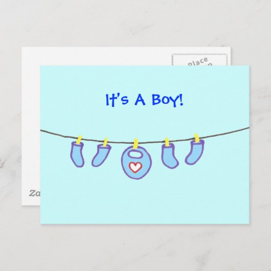 Baby Boy Wäsche Es ist ein Junge! Personalisiert Postkarte (Vorne/Hinten)