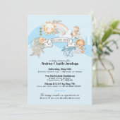 Baby Boy Watercolor Blue Baby Dusche Einladung (Stehend Vorderseite)