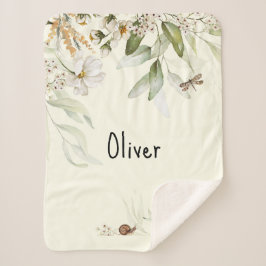 Baby Boy Watercolor Floral, kleiner Roller Sherpadecke