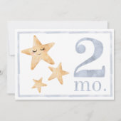Baby Boy Watercolor Meilenstein ein zwei Monate al Einladung (Rückseite)