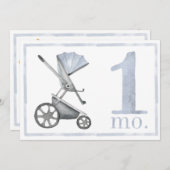 Baby Boy Watercolor Meilenstein ein zwei Monate al Einladung (Vorne/Hinten)