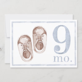 Baby Boy Watercolor Meilenstein Neun Monate alte K Einladung