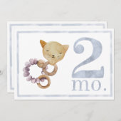 Baby Boy Watercolor Meilenstein Zwei Monate alte K Einladung (Vorne/Hinten)