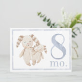 Baby Boy Watercolor Milestone Acht Monate Alte Kar Einladung (Stehend Vorderseite)
