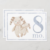 Baby Boy Watercolor Milestone Acht Monate Alte Kar Einladung (Vorne/Hinten)