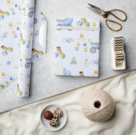 Baby Boy Watercolor Theme Kinderdusche Geschenkpapier