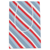 Baby Boy Whimsical Denim Niedlich Blue Stripes Mittlere Geschenktüte (Vorderseite)