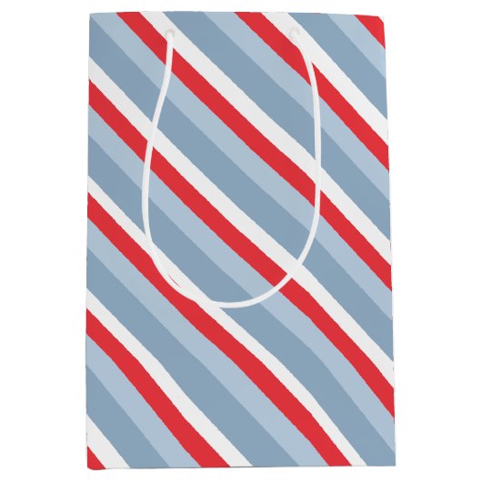 Baby Boy Whimsical Denim Niedlich Blue Stripes Mittlere Geschenktüte (Vorderseite)