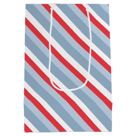 Baby Boy Whimsical Denim Niedlich Blue Stripes Mittlere Geschenktüte (Rückseite)